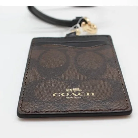 🆕 Coach Signature PVC Lanyard ID Badge Card Holder (Brown/Black) - Picture 6 of 8